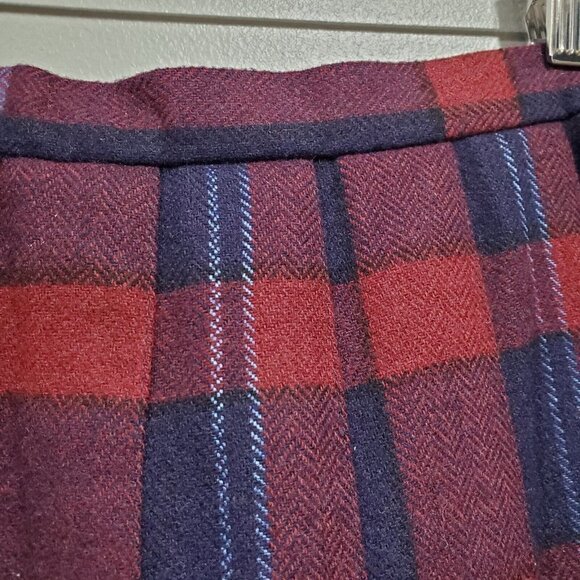 Vintage Madison Women's Wool Blend Plaid Pleated Skirt Red Blue Union Made Sz 12 - Picture 13 of 15
